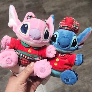 Disney Holiday Stitch and Angel mini plush set